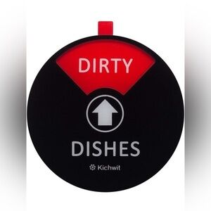 Kichwit Clean Dirty Dishwasher Magnet Sign – 4 Inch Round, Black